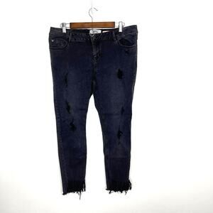 New Look Petite JENNA women's 12 blue jeans charcoal gray distressed raw hem